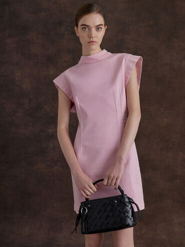 Ivette Woven Top Handle Bag, Noir, hi-res