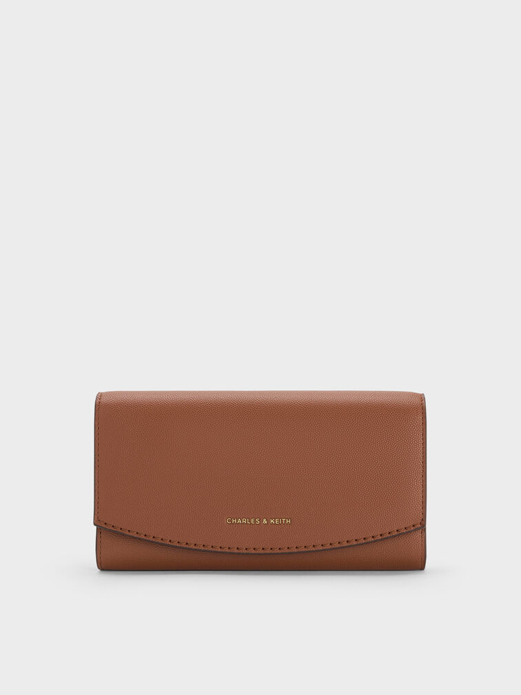 Briony Curved Flap Long Wallet, Chocolate, hi-res