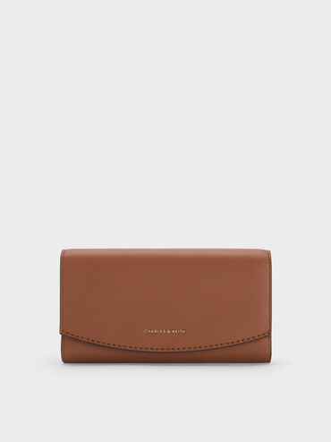 Briony Curved Flap Long Wallet, Chocolate, hi-res