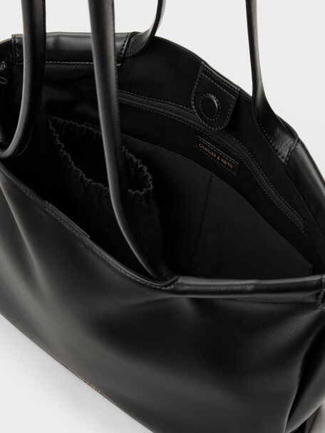 XL Zephyr Tassel Tote Bag, Black, hi-res