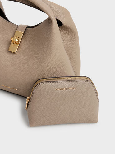 Chance Turn-Lock Bucket Bag, Taupe, hi-res