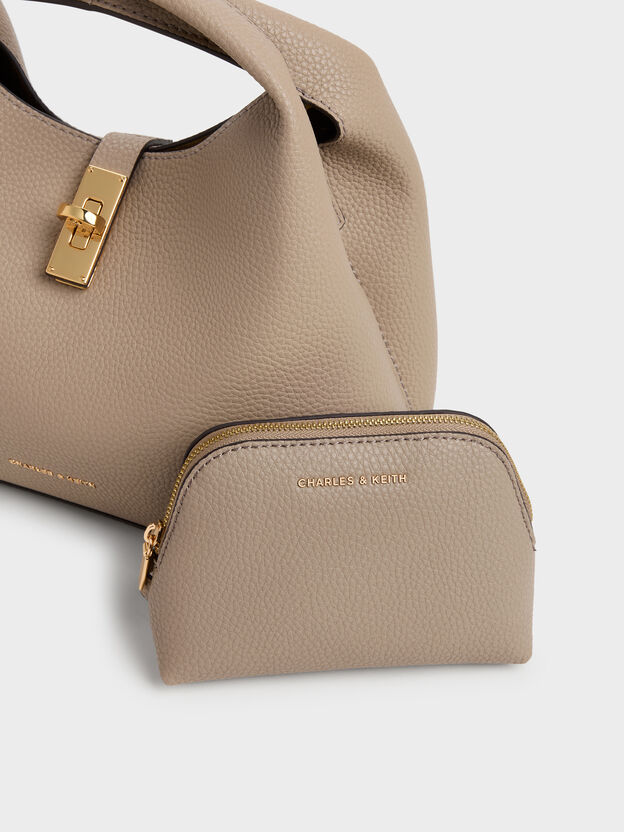 Chance Turn-Lock Bucket Bag, Taupe, hi-res