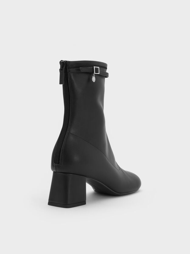 Belted Block-Heel Ankle Boots, Black, hi-res