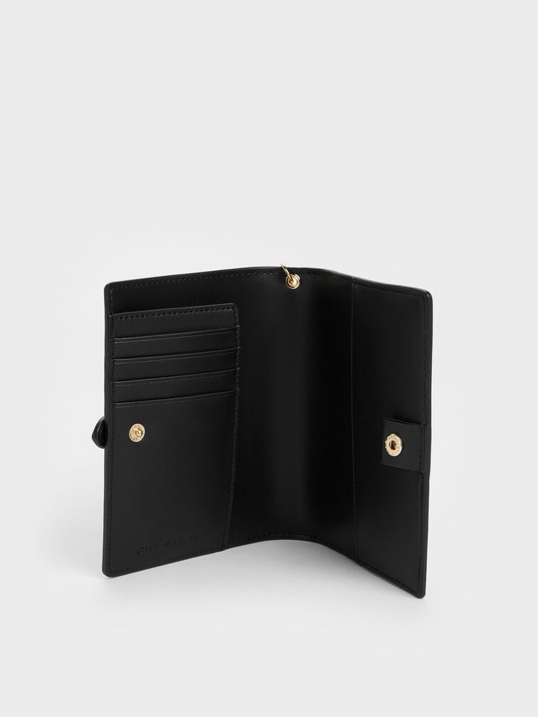 Rey Heart Belted Passport Holder, Black, hi-res