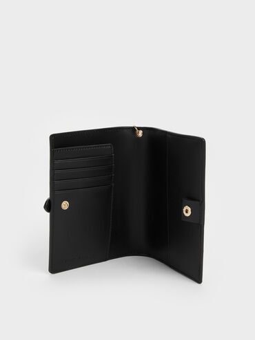 Rey Heart Belted Passport Holder, Black, hi-res