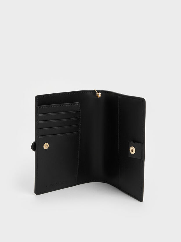 Rey Heart Belted Passport Holder, Black, hi-res