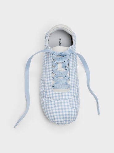 Cece Gingham Ruched Sneakers, Light Blue, hi-res