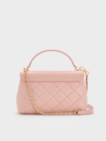 Alva Quilted Top Handle Bag, Light Pink, hi-res