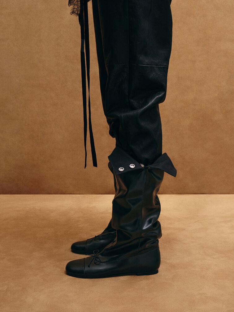 Gael Studded Slouchy Knee-High Boots, Black, hi-res