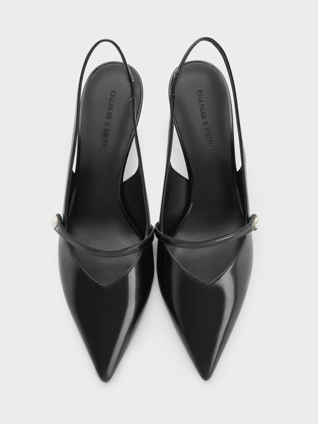 Helena Pearl Slingback Kitten Heels, Black Box, hi-res