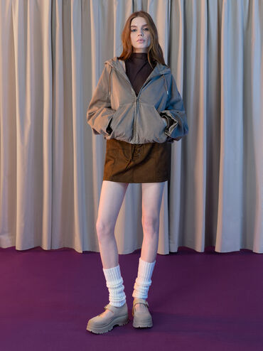 Darra Faux Suede Ridged-Sole Platform Mary Janes, Beige, hi-res