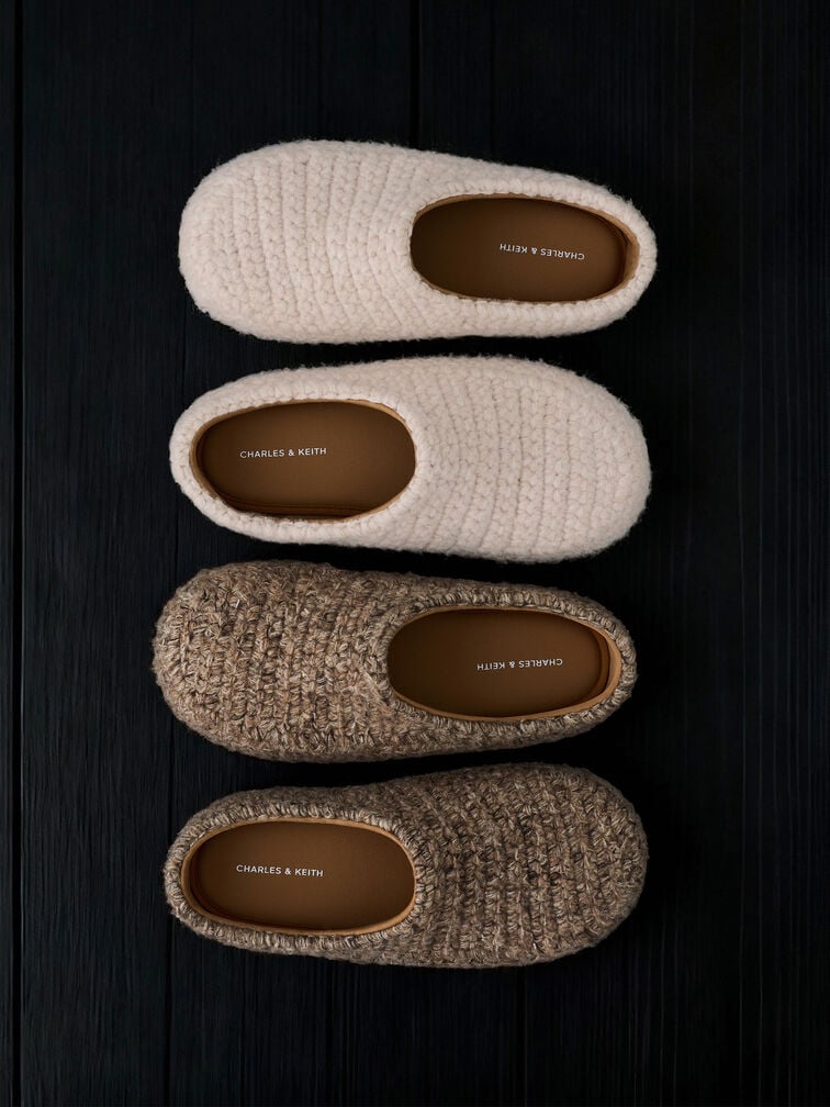 Crochet Flat Mules, Chalk, hi-res