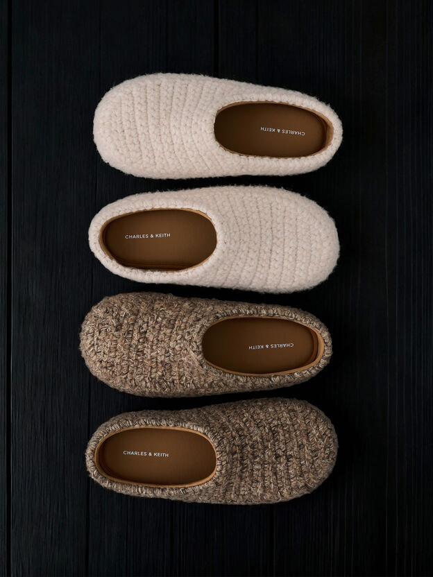 Crochet Flat Mules, Chalk, hi-res