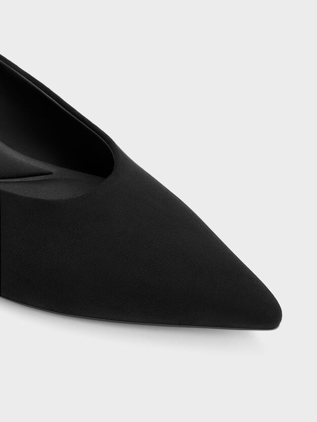 Emelia Faux Suede Kitten Heels, Black Textured, hi-res