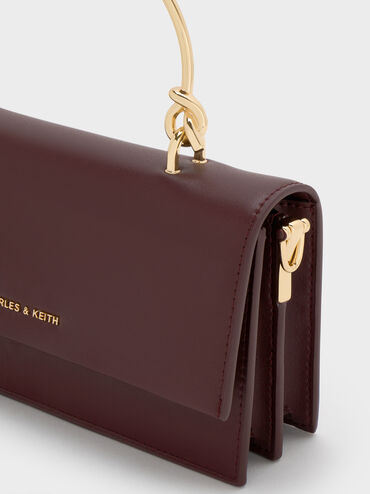 Kristine Sculptural-Handle Long Wallet, Wineberry Red, hi-res