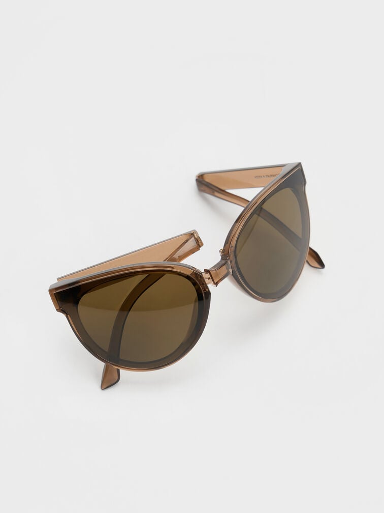 Brea Foldable Aviator Sunglasses, Chestnut Brown, hi-res