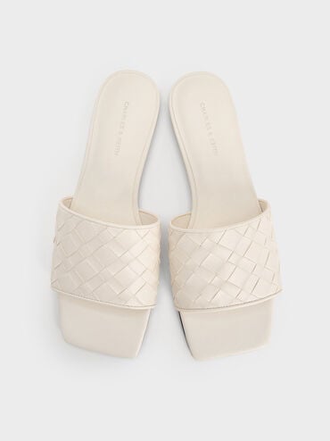Ivette Woven Slide Sandals, Chalk, hi-res