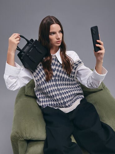 Allyn Structured Trapeze Tote Bag, Noir, hi-res