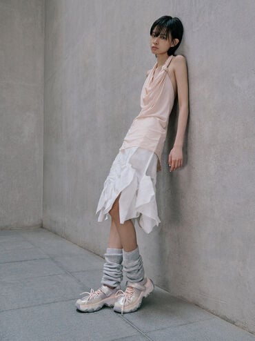 Gaskell Metallic Mesh Mary Jane Sneakers, Light Pink, hi-res