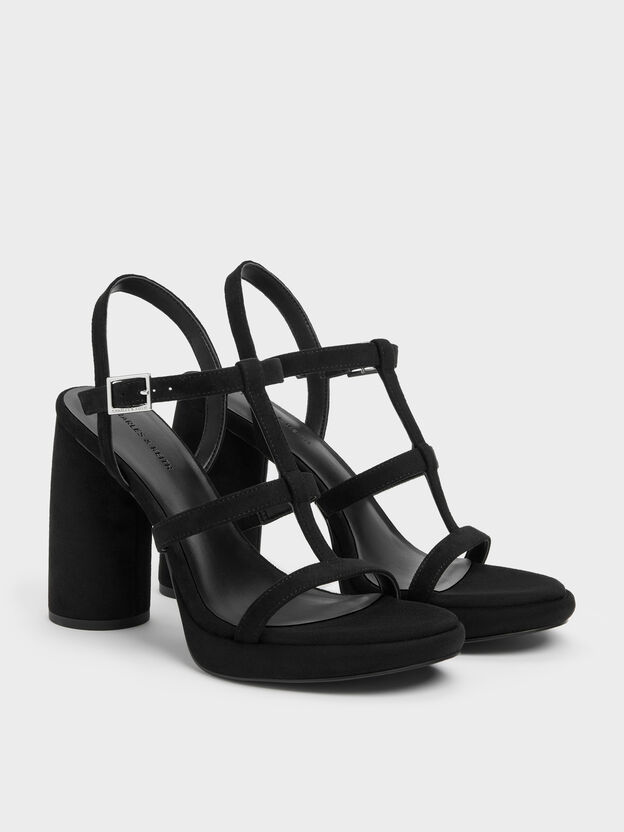 Aether Faux Suede Platform Sandals, Black Textured, hi-res