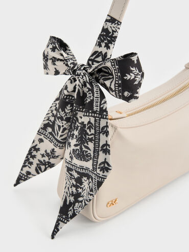 Cerese Leather Scarf-Handle Shoulder Bag, Chalk, hi-res