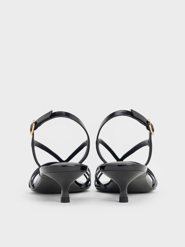 Strappy Kitten-Heel Sandals, Black Box, hi-res