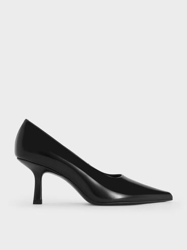 Pointed-Toe Kitten-Heel Pumps, Black Box, hi-res