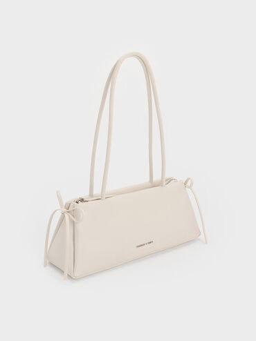 Hazel Bow Elongated Trapeze Shoulder Bag, Meringue White, hi-res