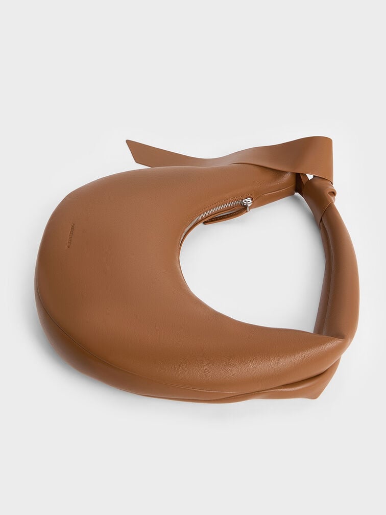 Mini Toni Knotted Crescent Hobo Bag, Chocolate, hi-res