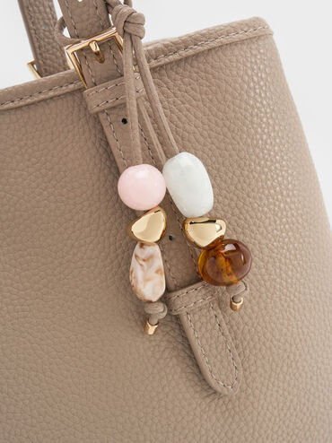 Baral Bead-Charm Tote Bag, Taupe, hi-res