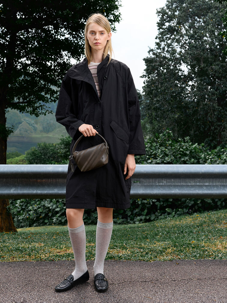 Zeya Recycled Suede Top Handle Bag, Dark Moss, hi-res