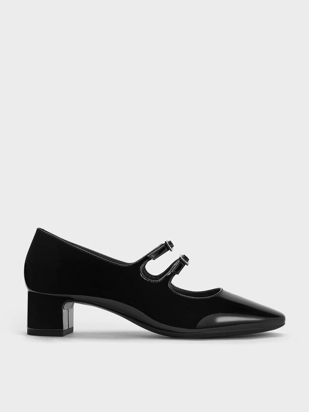 Clementine Crystal-Buckle Mary Jane Pumps, Black Box, hi-res