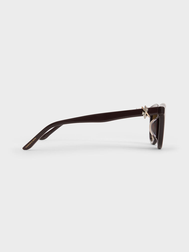 Roux Crystal Square Sunglasses, Espresso Brown, hi-res