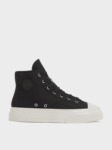 Kay Nylon Two-Tone High-Top Sneakers, Black Textured, hi-res