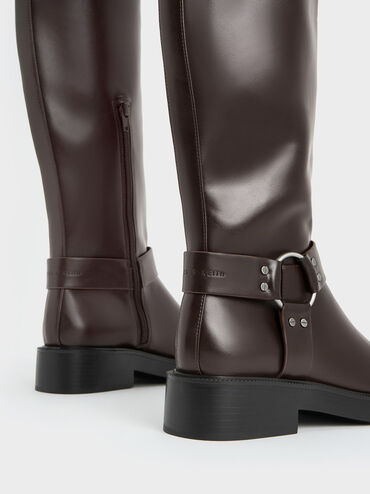 Davina Buckled Thigh-High Boots, Dark Brown, hi-res