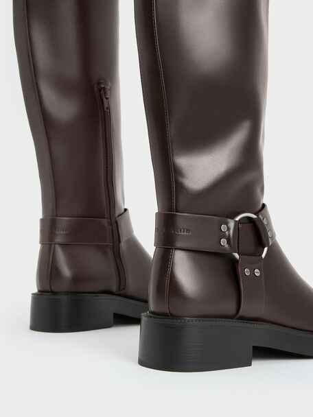 Davina Buckled Thigh-High Boots, Dark Brown, hi-res