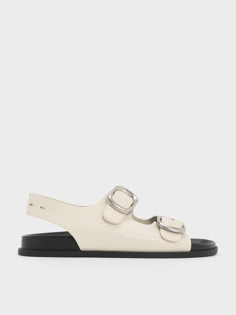Buckled Double-Strap Slingback Sandals, Chalk Buckled Double-Strap Slingback Sandals, Chalk, hi-res