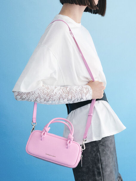 Sammie Knotted-Handle Boxy Bag, Bubble Gum Pink, hi-res