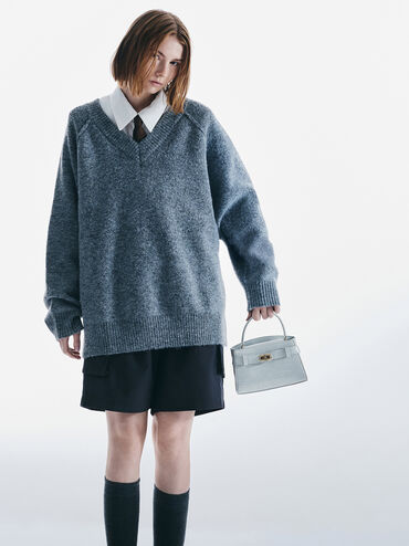 Aubrielle Croc-Effect Top Handle Bag, Sea Salt Blue, hi-res