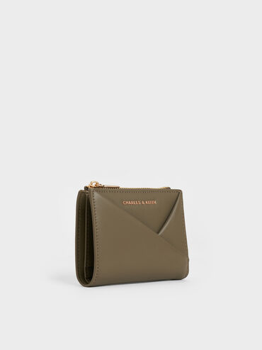 Midori Geometric Top-Zip Wallet, Deep Olive, hi-res