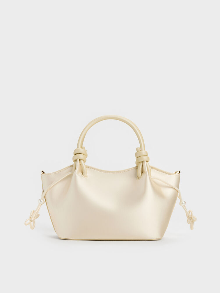 Sammie Pearl-Butterfly Knotted-Handle Wavy Tote Bag, Butter, hi-res
