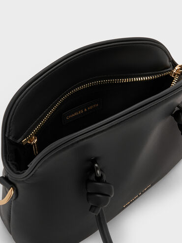 Sammie Knotted-Handle Bowling Bag, Black, hi-res