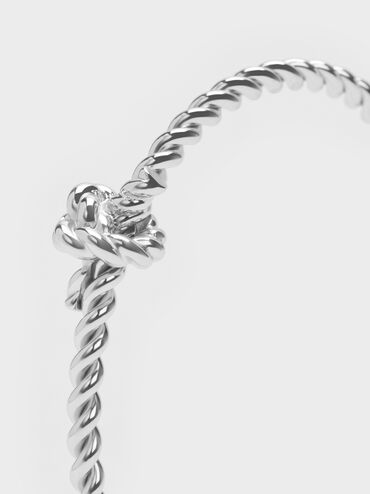 Sable Rope-Knot Cuff Bangle, Silver, hi-res