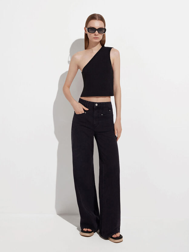 Aubrey Rectangular Sunglasses, Black, hi-res