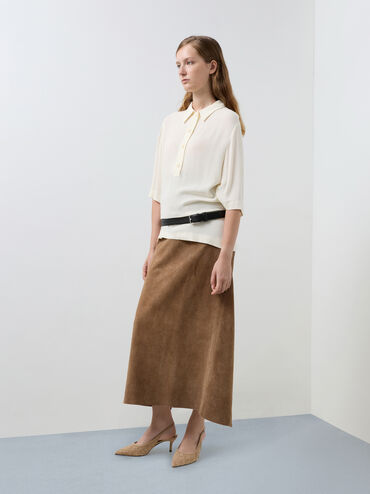 Ivette Faux Suede Woven Pointed-Toe Slingback Pumps, Sand, hi-res