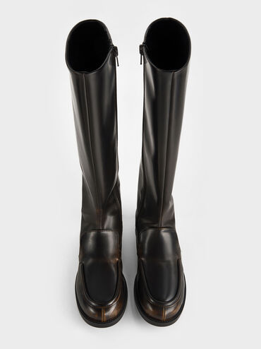 Jagger Knee-High Loafer-Boots, Dark Brown, hi-res