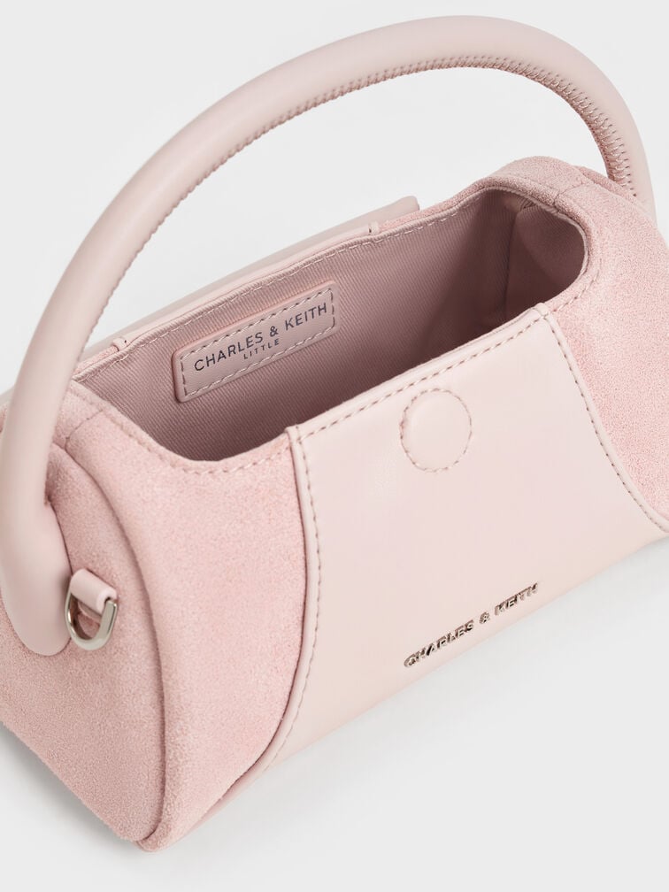 Girls' Nelly Recycled Suede Top Handle Bag, Pink, hi-res