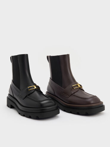 Gabine Leather Loafer Chelsea Boots, Black, hi-res
