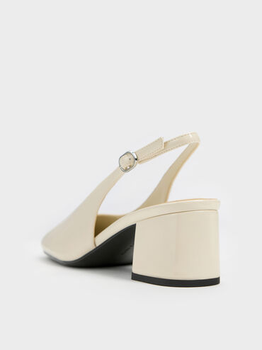 Danni Patent Slingback Pumps, Chalk, hi-res