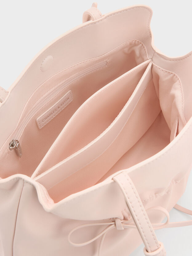 Reese Ruched Bow Shoulder Bag, Soft Pink, hi-res